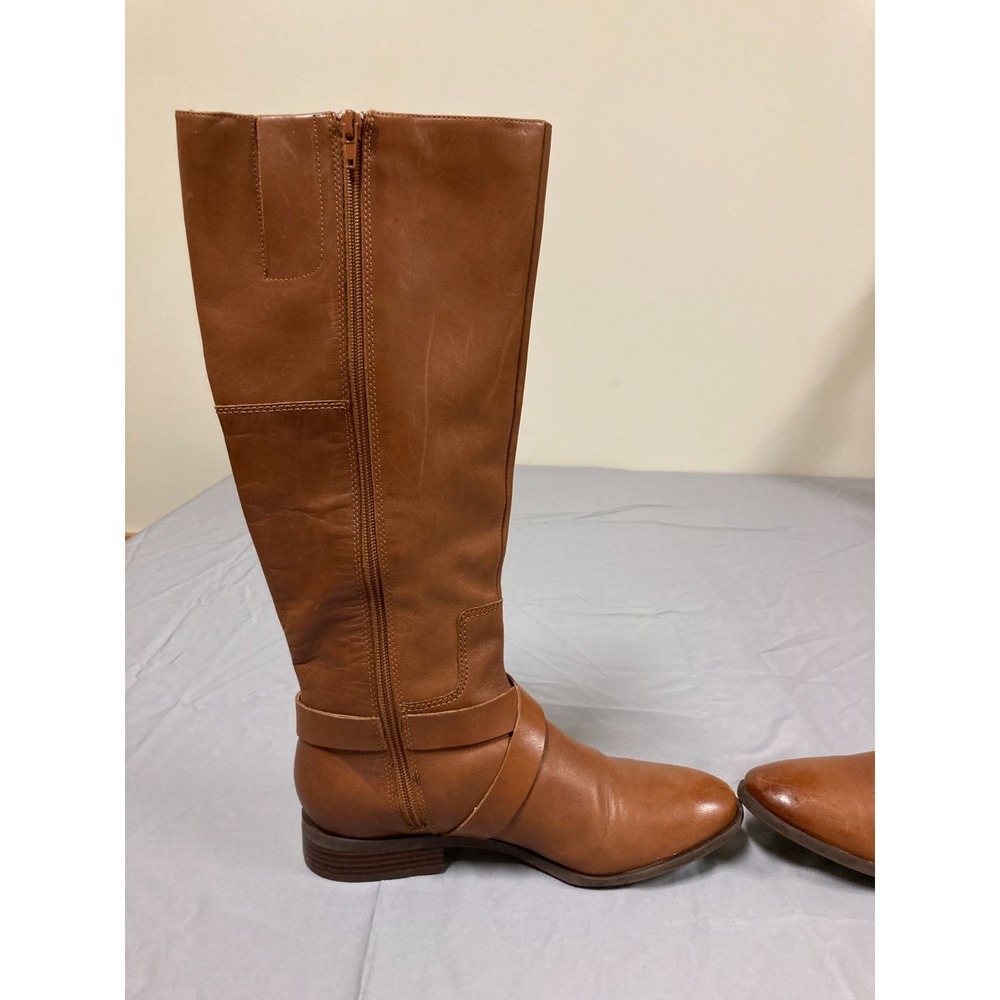 Nine West Blogger Leather Knee-High Riding Boots Women's Brown Side-Zip - 8M - Picture 7 of 10